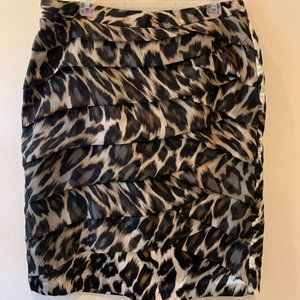 Animal Print Layered Pencil Skirt (Size 16) - (B5)